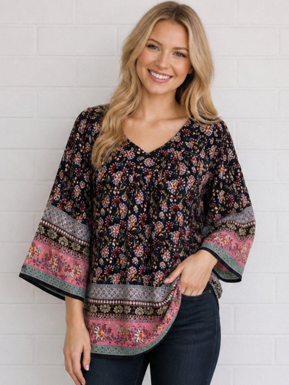 NWT Sacred Threads One Size East Indian Boho Hippie Flowing Rayon Tunic Top